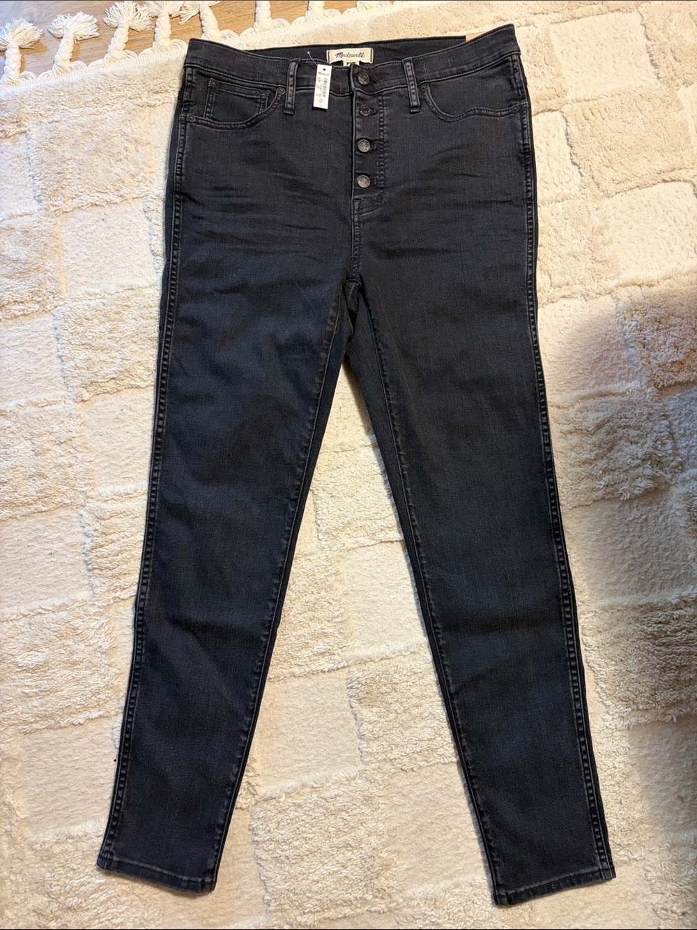 Madewell High-Rise Button-Fly Skinny Jeans - Black Wash